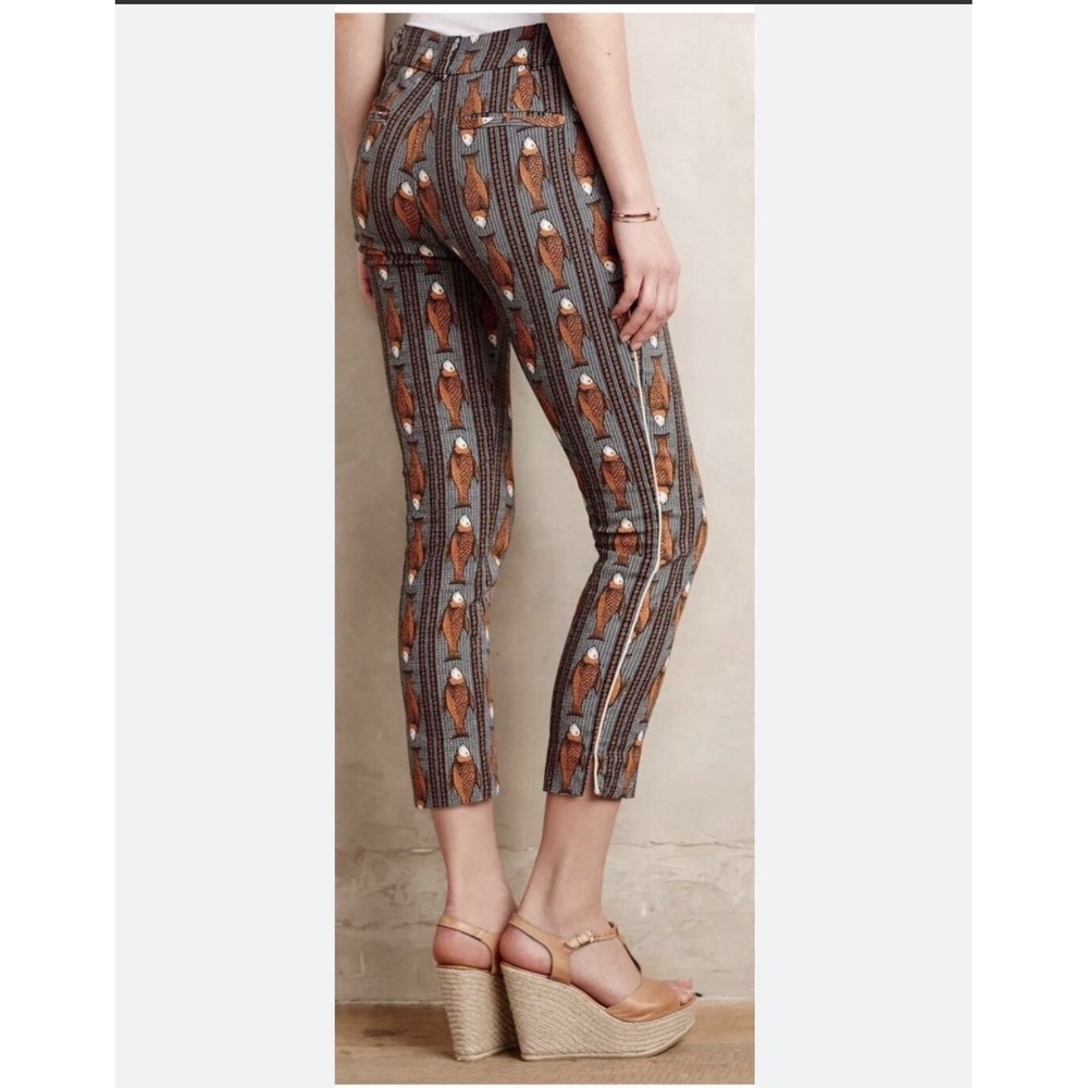 Anthropologie Cartonnier Fish Print Charlie Capri Trouser Pants Women's Size 4 - Picture 8 of 8